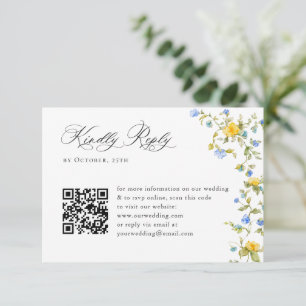 Elegante Waterverf Wild Flowers Bloemen Bloemen Br RSVP Kaartje