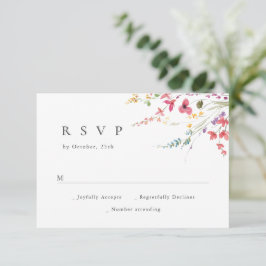 Elegante Waterverf Wild Flowers Bloemen Bloemen Br RSVP Kaartje