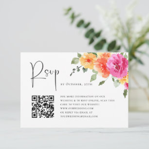 Elegante Waterverf Wild Flowers Bloemen Bloemen Br RSVP Kaartje