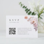 Elegante Waterverf Wild Flowers Bloemen Bloemen Br RSVP Kaartje (Staand voorkant)