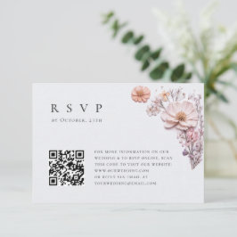 Elegante Waterverf Wild Flowers Bloemen Bloemen Br RSVP Kaartje