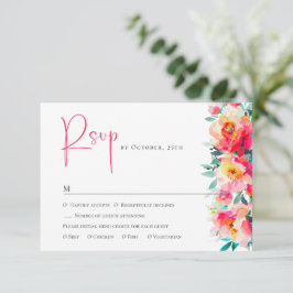 Elegante Waterverf Wild Flowers Bloemen Bloemen Br RSVP Kaartje