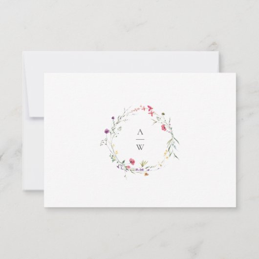 Elegante Waterverf Wild Flowers Bloemen Bloemen Br RSVP Kaartje (Achterkant)