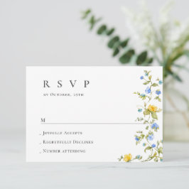 Elegante Waterverf Wild Flowers Bloemen Bloemen Br RSVP Kaartje