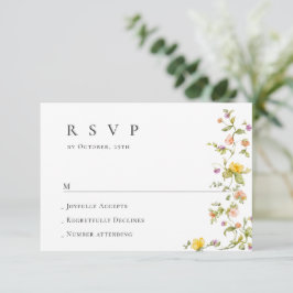 Elegante Waterverf Wild Flowers Bloemen Bloemen Br RSVP Kaartje