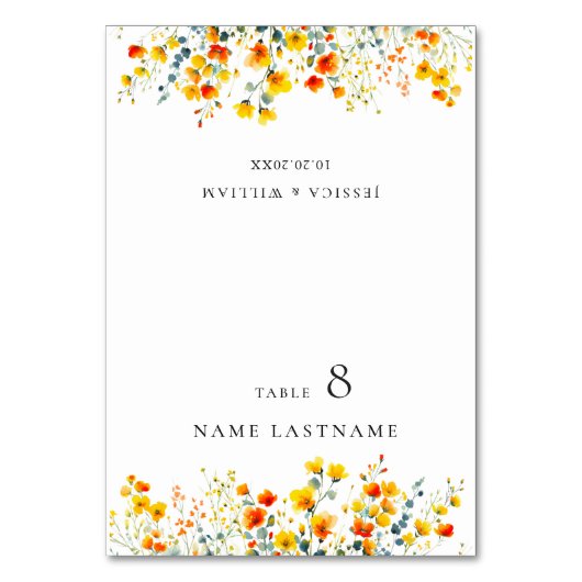 Elegante Waterverf Wild Flowers Bloemen Plaats Kaa Kaart (Voorkant)