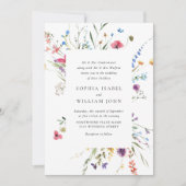 Elegante Waterverf Wild Flowers Bruiloft Alles in  Kaart (Voorkant)