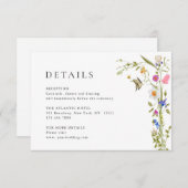 Elegante Waterverf Wild Flowers Bruiloft Details Informatiekaartje (Voorkant / Achterkant)