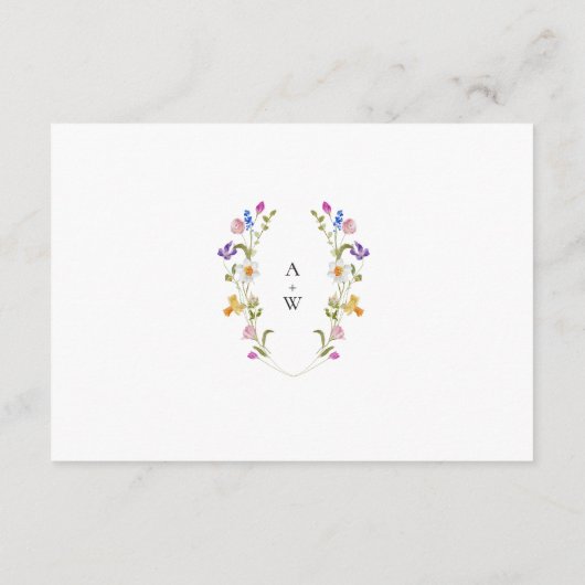 Elegante Waterverf Wild Flowers Bruiloft Details Informatiekaartje (Achterkant)