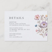 Elegante Waterverf Wild Flowers Bruiloft Details Informatiekaartje (Voorkant)