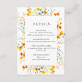 Elegante Waterverf Wild Flowers Bruiloft Details Informatiekaartje (Voorkant)