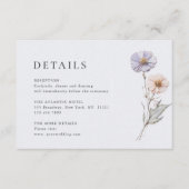 Elegante Waterverf Wild Flowers Bruiloft Details Informatiekaartje (Voorkant)