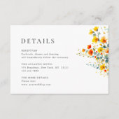 Elegante Waterverf Wild Flowers Bruiloft Details Informatiekaartje (Voorkant)