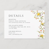 Elegante Waterverf Wild Flowers Bruiloft Details Informatiekaartje (Voorkant)