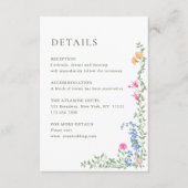 Elegante Waterverf Wild Flowers Bruiloft Details Informatiekaartje (Voorkant)