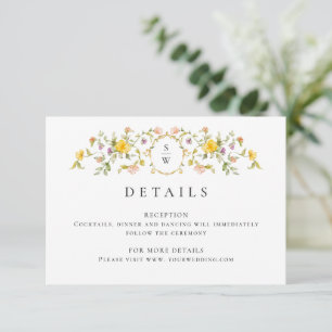 Elegante Waterverf Wild Flowers Bruiloft Details Informatiekaartje