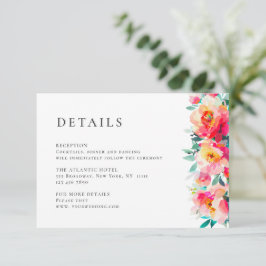 Elegante Waterverf Wild Flowers Bruiloft Details Informatiekaartje