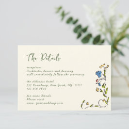 Elegante Waterverf Wild Flowers Bruiloft Details Informatiekaartje