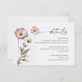 Elegante Waterverf Wild Flowers Bruiloft Details Informatiekaartje