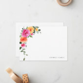 Elegante Waterverf Wild Flowers Bruiloft Details Notitiekaartje (Voorkant / Achterkant in situ)