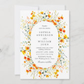 Elegante Waterverf Wild Flowers Bruiloft Kaart (Voorkant)