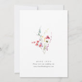 Elegante Waterverf Wild Flowers Bruiloft Kaart (Achterkant)