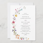 Elegante Waterverf Wild Flowers Bruiloft Kaart (Voorkant)