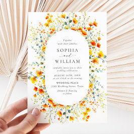 Elegante Waterverf Wild Flowers Bruiloft Kaart