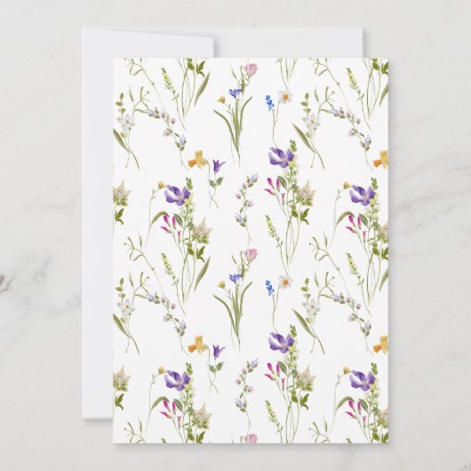 Elegante Waterverf Wild Flowers Bruiloft Kaart (Achterkant)