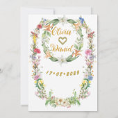 Elegante Waterverf Wild Flowers Bruiloft Kaart (Achterkant)