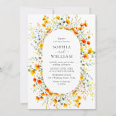 Elegante Waterverf Wild Flowers Bruiloft Kaart (Voorkant)