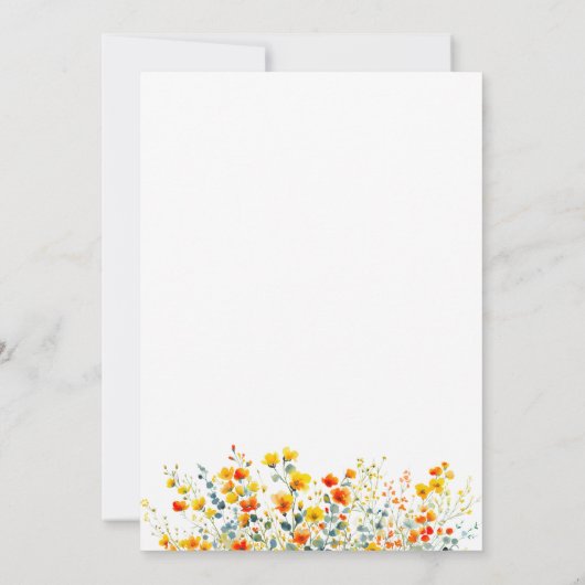 Elegante Waterverf Wild Flowers Bruiloft Kaart (Achterkant)