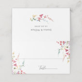 Elegante Waterverf Wild Flowers Bruiloft Plaatskaartje (Buitenkant ongevouwen)