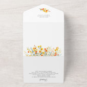 Elegante Waterverf Wild Flowers Bruiloft QR-code All In One Uitnodiging (Buitenkant)