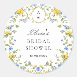 Elegante Waterverf Wild Flowers Bruiloft Ronde Sticker