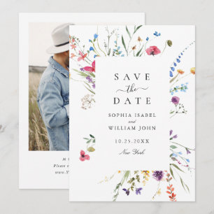 Elegante Waterverf Wild Flowers Bruiloft Save The Date
