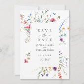Elegante Waterverf Wild Flowers Bruiloft Save The Date (Voorkant)