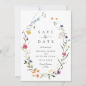 Elegante Waterverf Wild Flowers Bruiloft Save The Date (Voorkant)