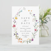 Elegante Waterverf Wild Flowers Bruiloft Save The Date (Staand voorkant)