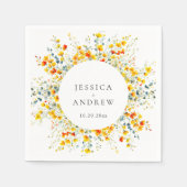 Elegante Waterverf Wild Flowers Bruiloft Servet (Voorkant)