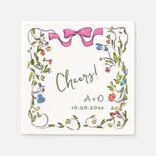 Elegante Waterverf Wild Flowers Bruiloft Servet