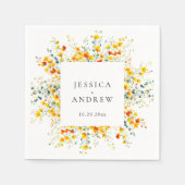 Elegante Waterverf Wild Flowers Bruiloft Servet (Voorkant)