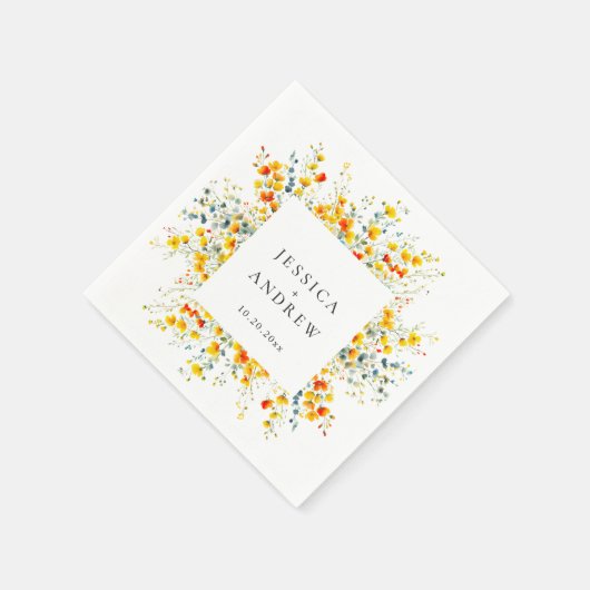 Elegante Waterverf Wild Flowers Bruiloft Servet (Hoek)