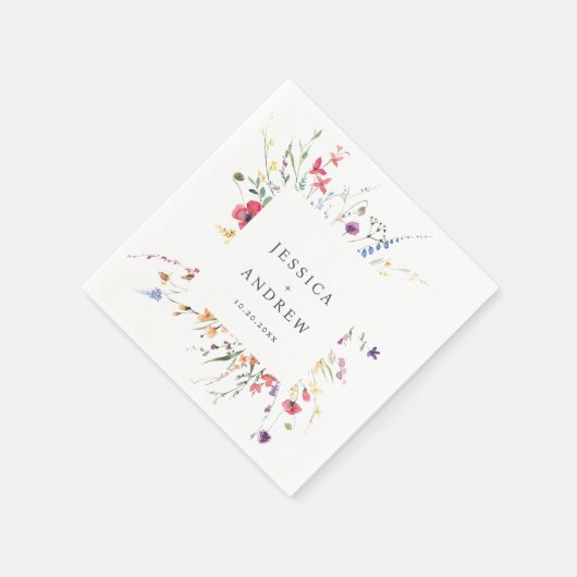 Elegante Waterverf Wild Flowers Bruiloft Servet (Hoek)