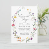 Elegante Waterverf Wild Flowers ENGAGEMENT PARTY Kaart (Staand voorkant)