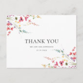 Elegante Waterverf Wild Flowers Floral Dank u Briefkaart (Voorkant)