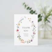 Elegante Waterverf Wild Flowers Floral Dank u Briefkaart (Staand voorkant)