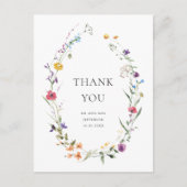 Elegante Waterverf Wild Flowers Floral Dank u Briefkaart (Voorkant)
