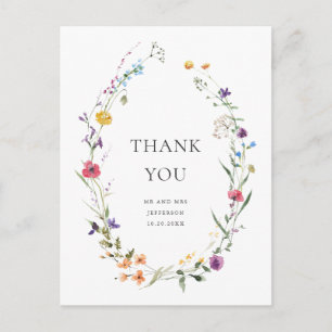 Elegante Waterverf Wild Flowers Floral Dank u Briefkaart