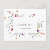 Elegante Waterverf Wild Flowers Floral Dank u Briefkaart (Voorkant)
